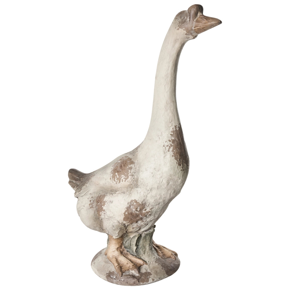 Statuetta decorativa da giardino in MgO beige a forma di oca 23 x 38 x 67 cm Elemento decorativo per giardino terrazza e patio