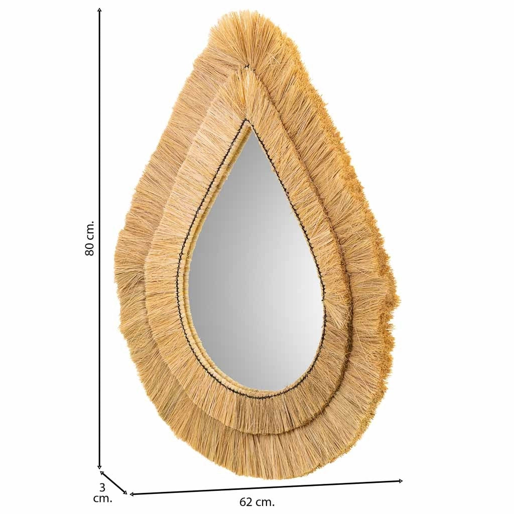 Specchio in fibra naturale marrone 62x80x3h