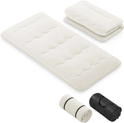 Materasso Futon Pieghevole, Tatami Futon Giapponese Portatile con Borsa, Copertura Lavabile, 2 Bende Incluse, Letto Futon Spesso e Traspirante per Camera da Letto per Adulti (Beige,Twin XL)