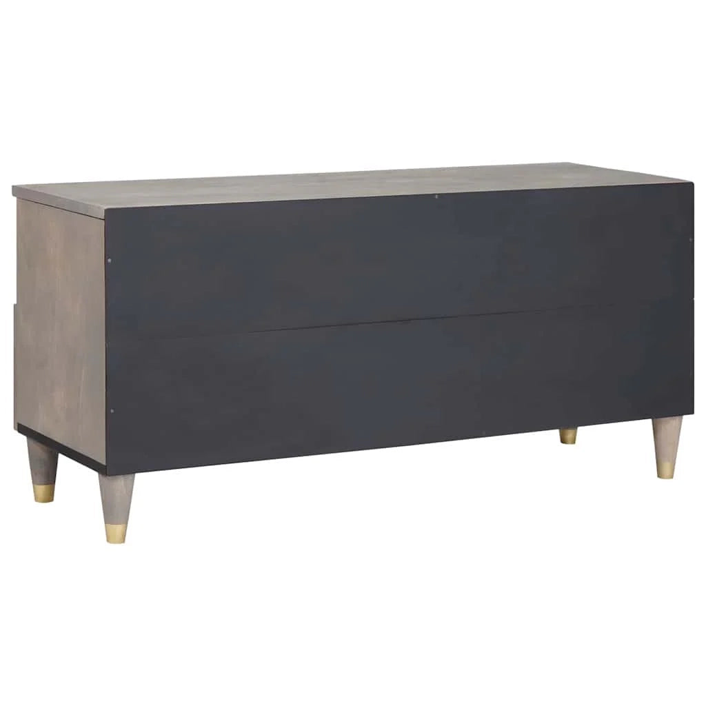 Mobile porta TV moderno con contenitore 100 x 33 x 46 cm design pratico ed elegante in legno di mango grigio 02_0057886
