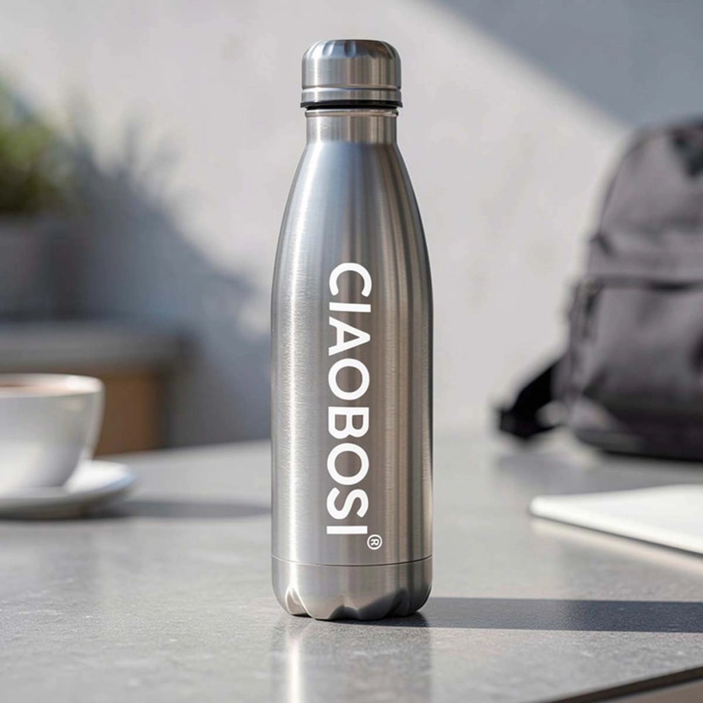 Bottiglia termica 500 ml design affusolato con tappo a prova di perdite Argento Avizar