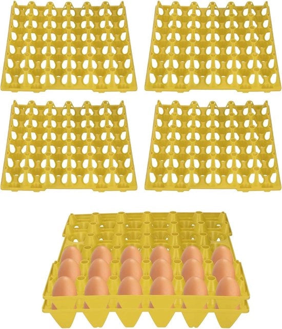 Egg trays per frigorifero - piatti per uova in plastica - contenitore per casse di uova - carrello di carico per trasporto a casa per uso agricolo - giallo 5 pezzi 30 celle 287 x 283 cm.