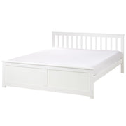 Letto matrimoniale in legno di Pino bianco con Rete a Doghe 160 x 200 cm stile minimalista