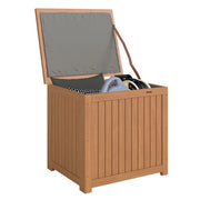 Cassapanca da Esterno 130L con Coperchio Cerniere e Cinghia, in Legno, 63x51x58.5 cm, Marrone