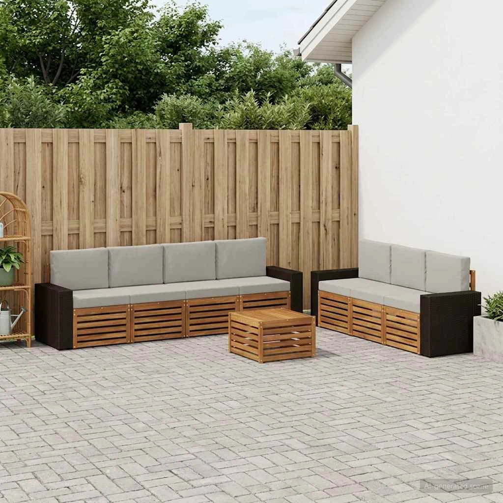 Set divani 8 pz Legno di Acacia Massello 3384122