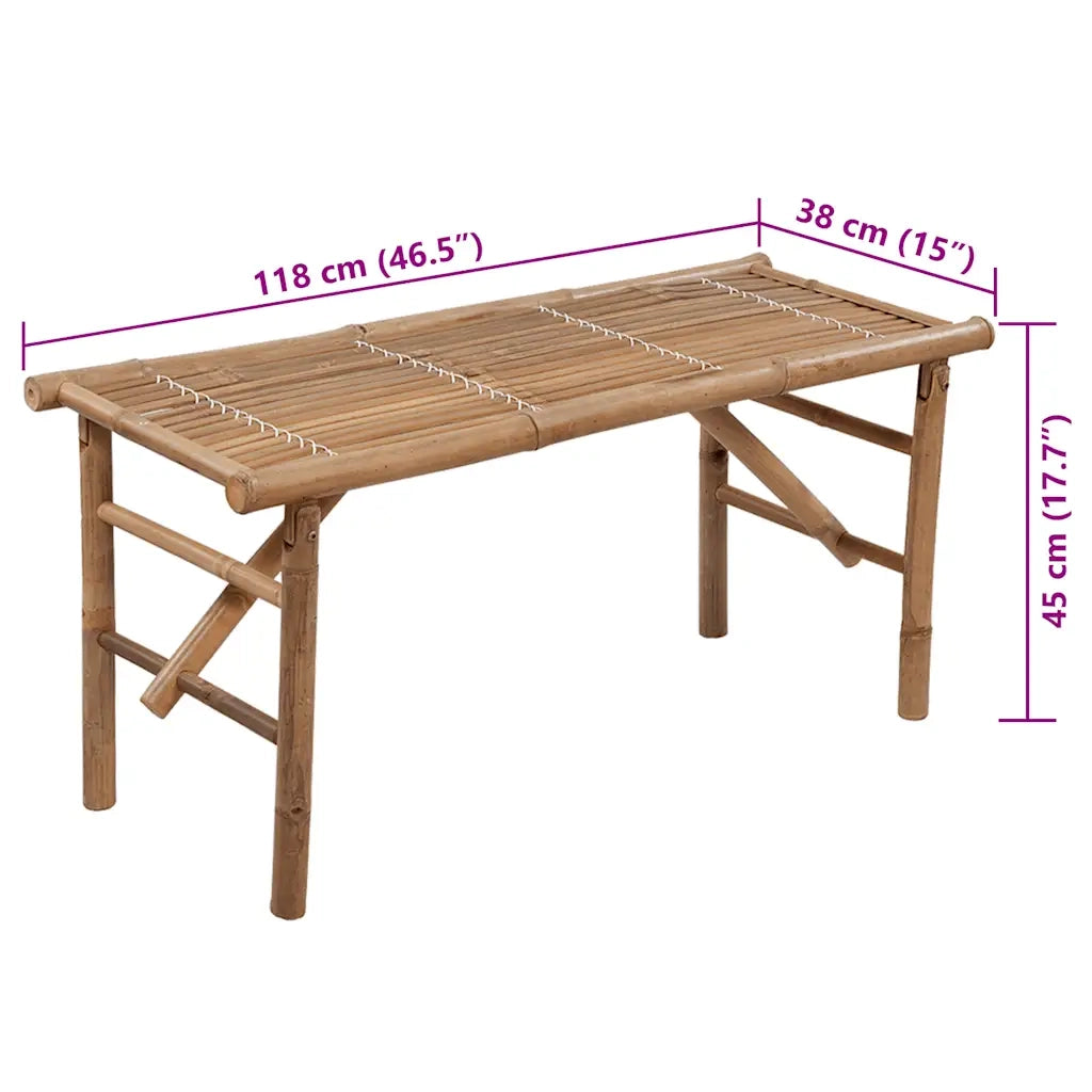 Panca da Giardino Pieghevole con Cuscino 118 cm in Bambù 3063860