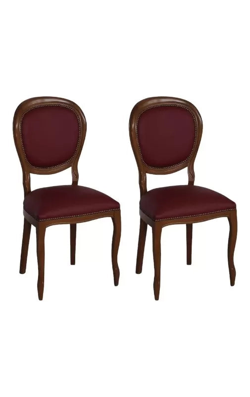 Set 2 sedie classiche legno imbottite ecopelle bordeaux 50x47x100 - Mobili 2G