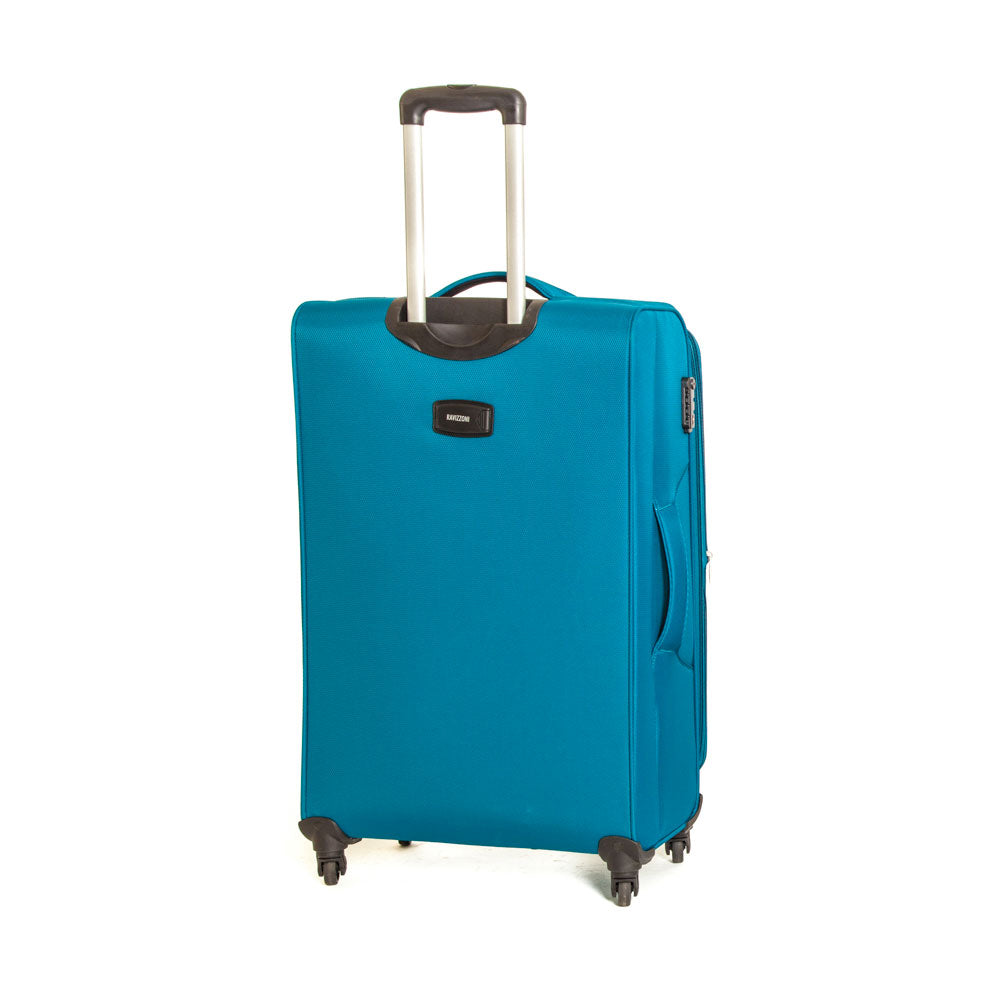 Trolley Valigia Grande Morbida in Poliestere 4 Ruote TSA Ravizzoni Ambra Blu