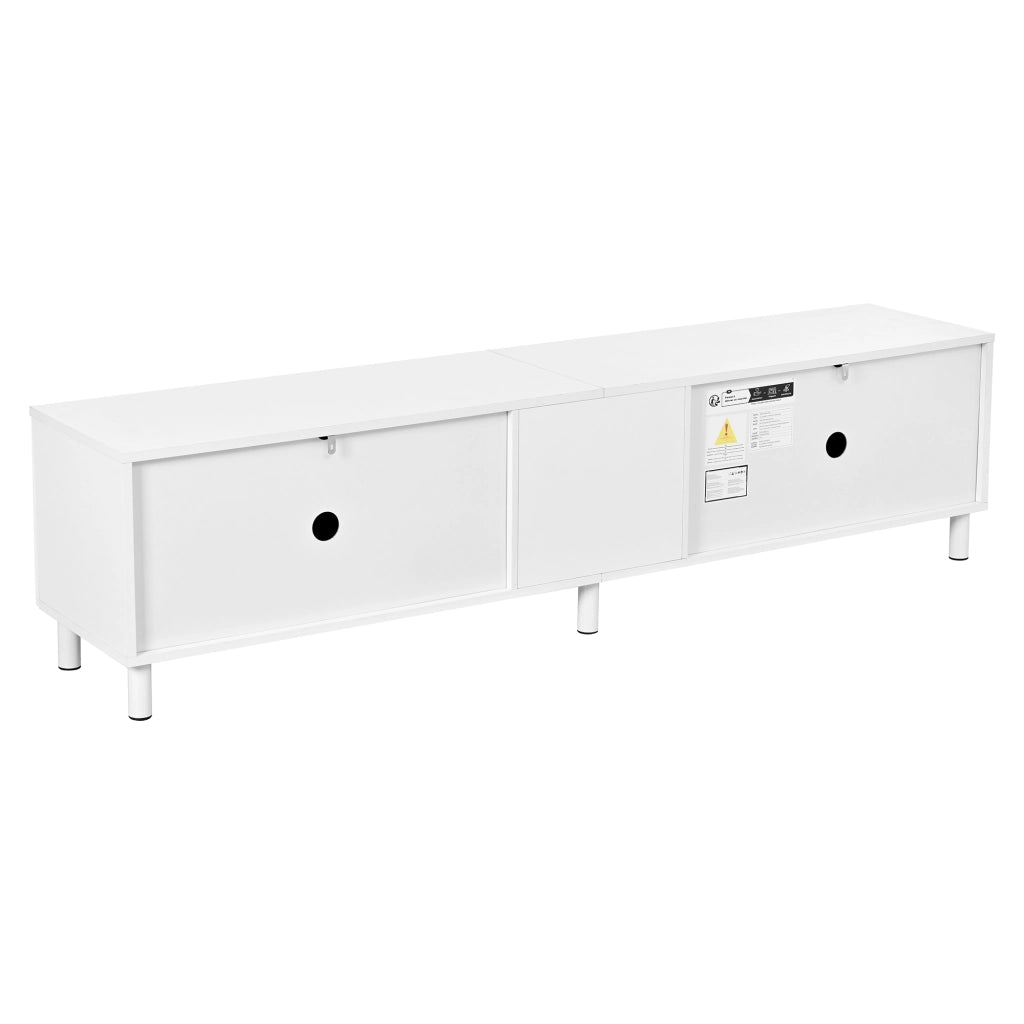 Mobile TV con 5 ante e passacavi; per soggiorno; in MDF e PB; 180x38x45 cm; bianco