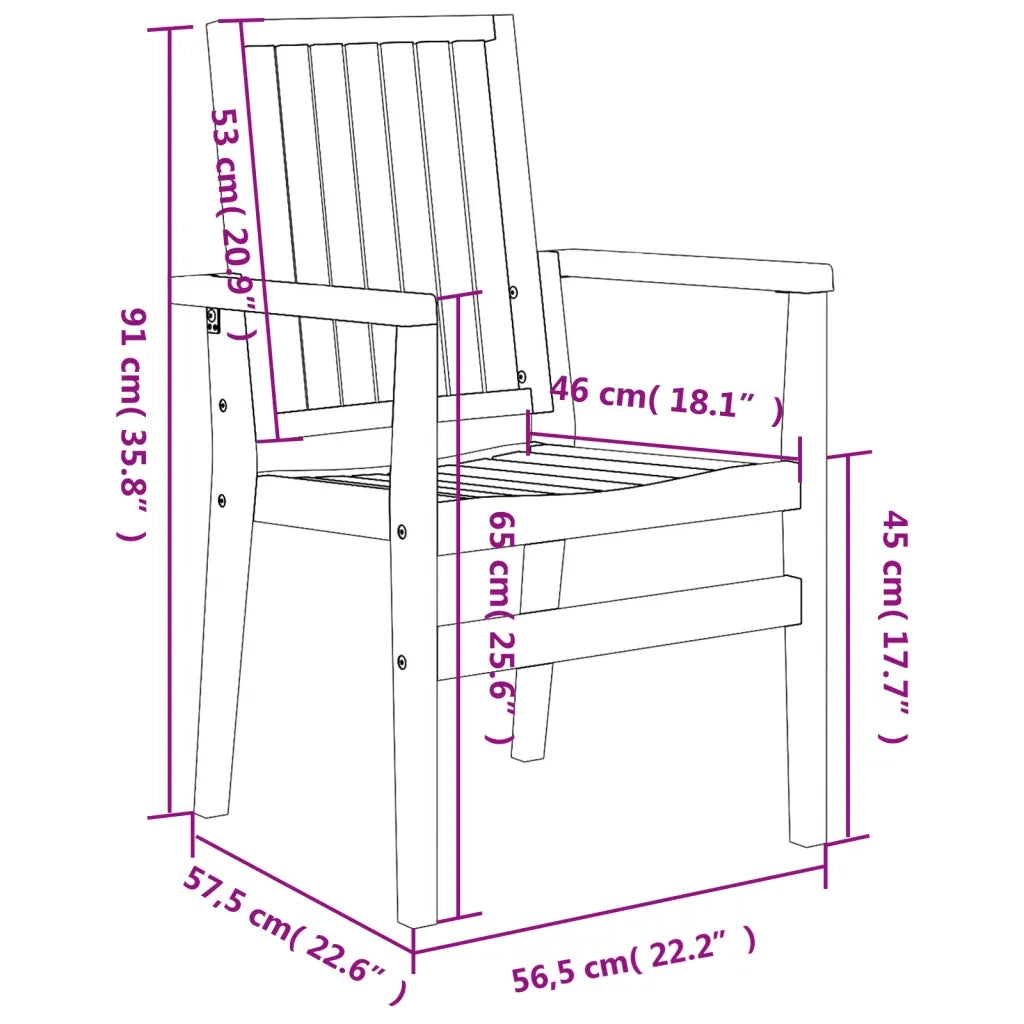 Sedie da Giardino Impilabili 2 pz 56,5x57,5x91 cm Massello Teak 364404