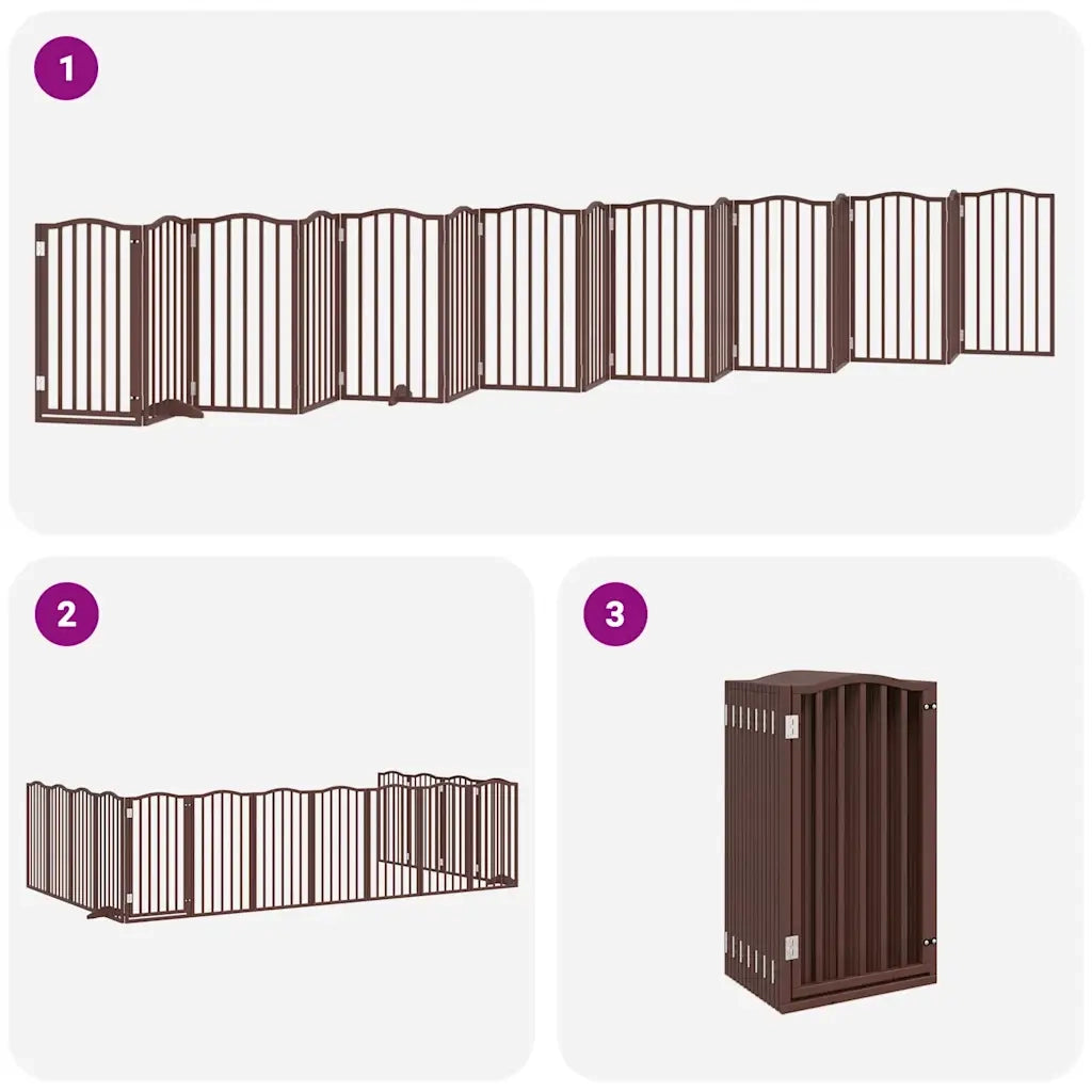 vidaXL Cancello Cani Porta Pieghevole Marrone 15 Pannelli 750cm Pioppo