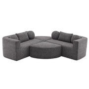 Divano letto modulare - con funzione letto e struttura componibile - in chenille - nero