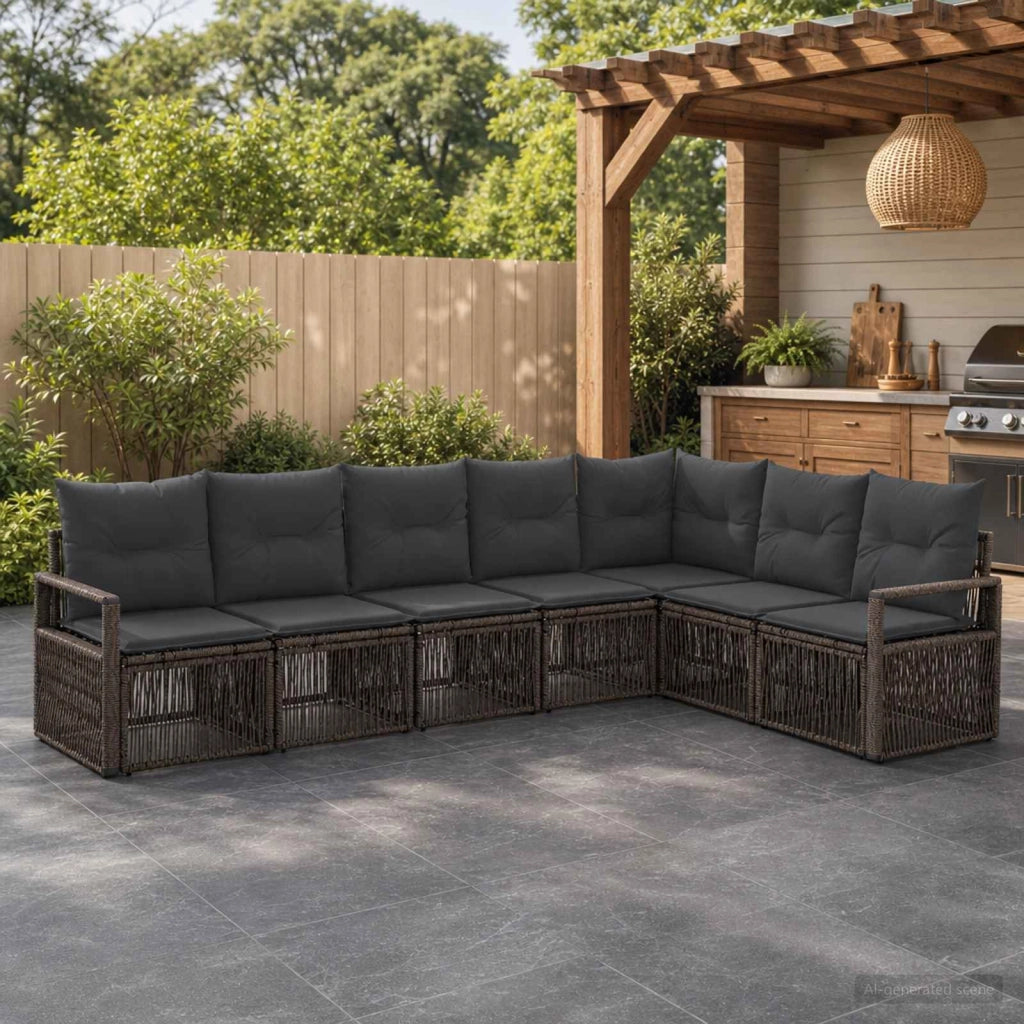 Set Divano da Giardino 7 pz Grigio polyrattan 3435722