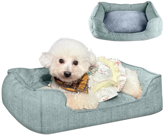 Letto per cani per grandi cani, lettino per cani antiscivolo 90×69×21 cm, cuscino per cani morbido con guanciale per cani e cuscino lavabile a doppia faccia, colore verde