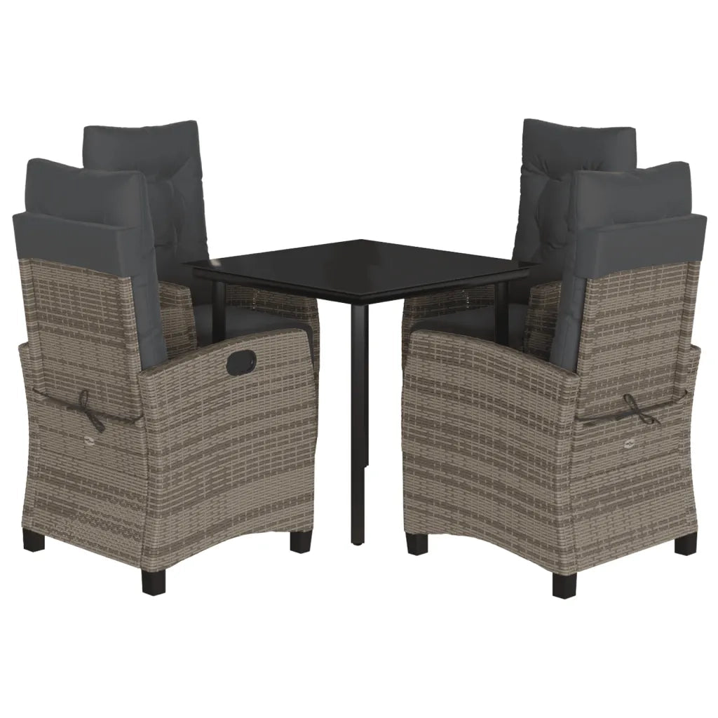 Set da Pranzo da Giardino 5 pz con Cuscini in Polyrattan Grigio 3212996