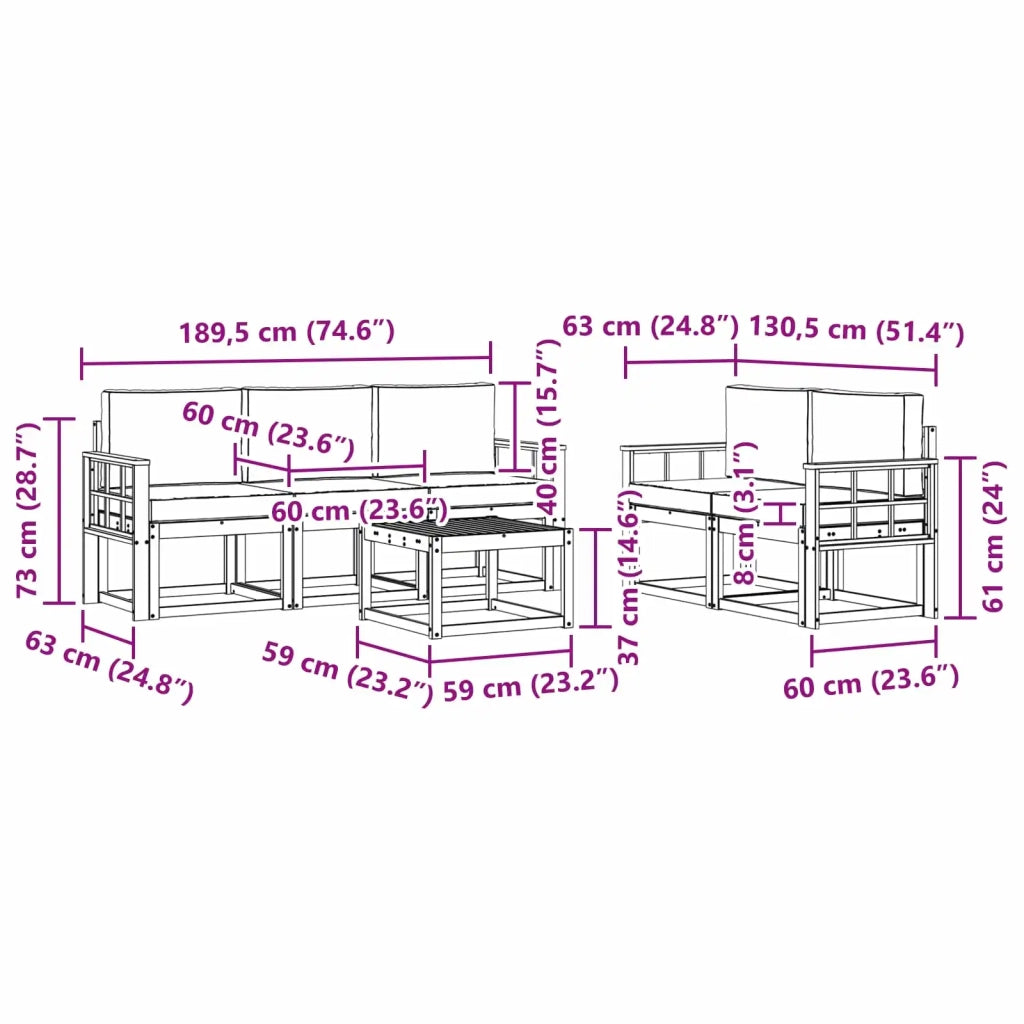 Set di divani da esterno 6 pz 3387254