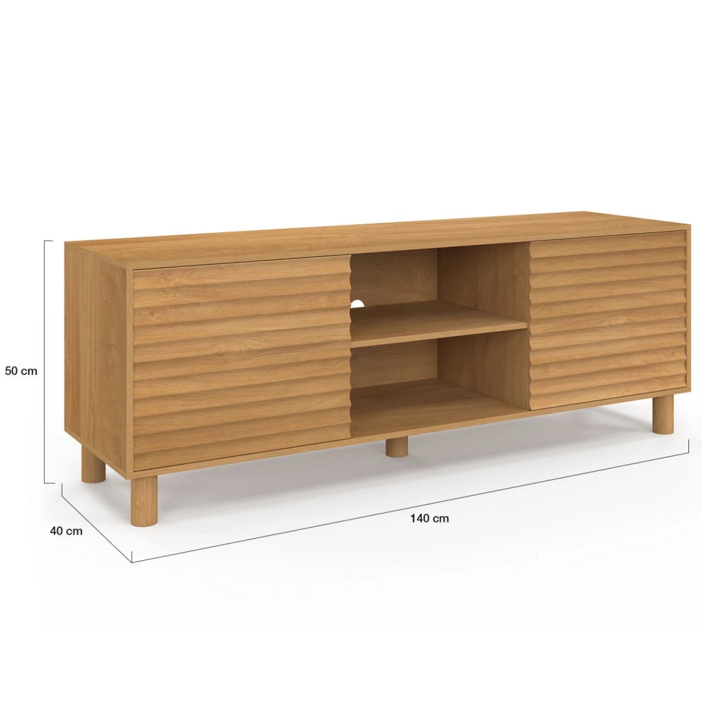 IDMarket - Mobile TV JULIE 140 cm con 2 ante a doghe color rovere