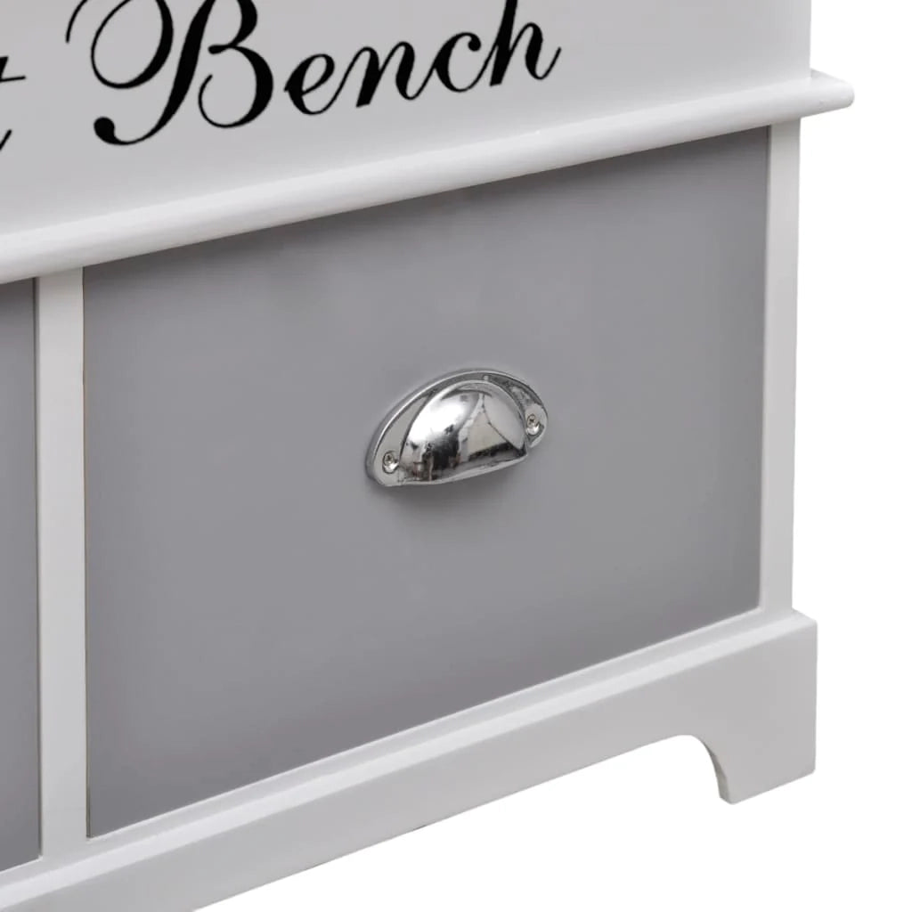 Panca da ingresso con contenitore cuscino grigio 2 cassetti bianchi 02_0021241