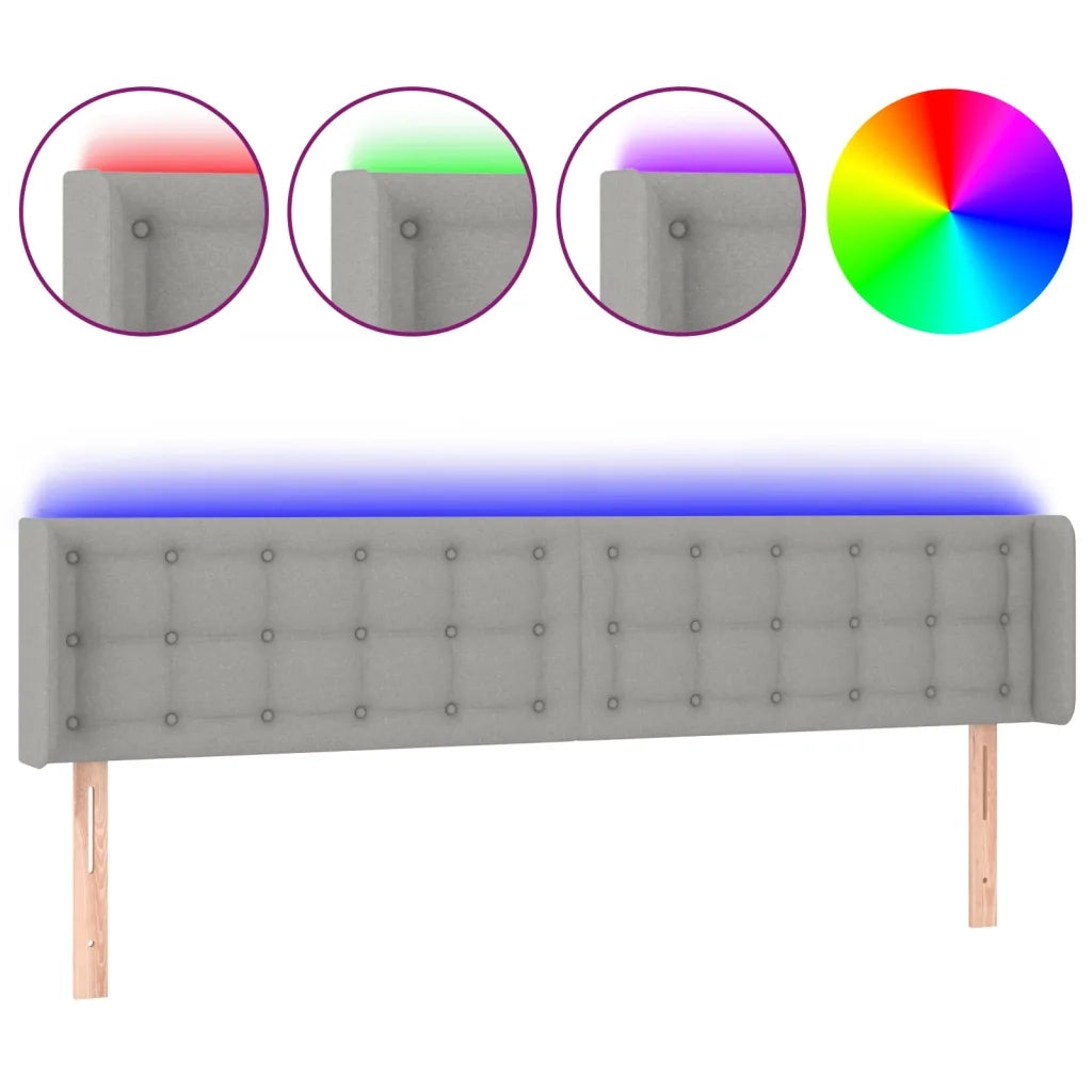 Testiera a LED-Testata con LED Grigio Chiaro 203x16x78/88 cm in Tessuto 146678
