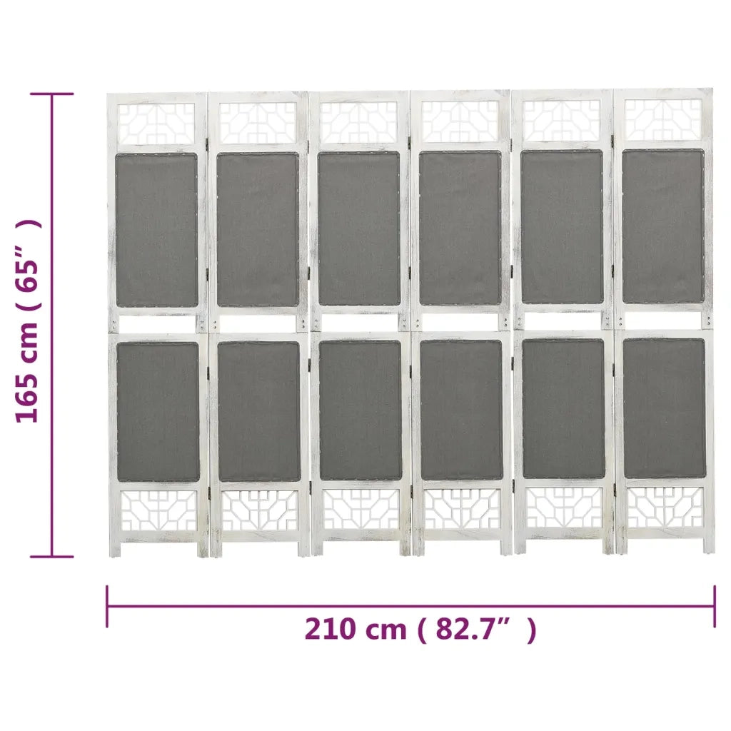 Divisorio Ambienti | Divider per stanze | Paravento a 6 Pannelli Grigio 210x165 cm in Tessuto