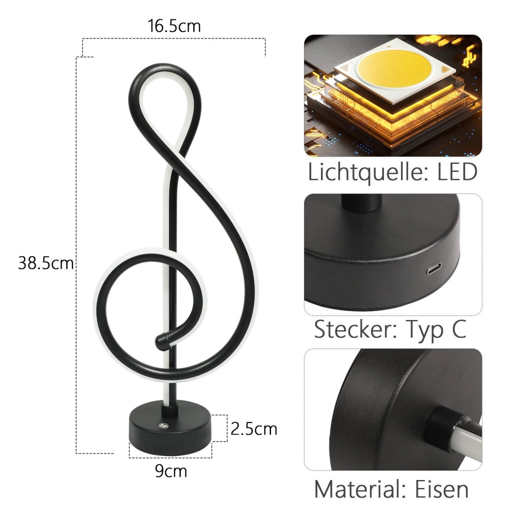 ZMH Lampada da tavolo LED wireless nera batteria touch dimmerabile per soggiorno