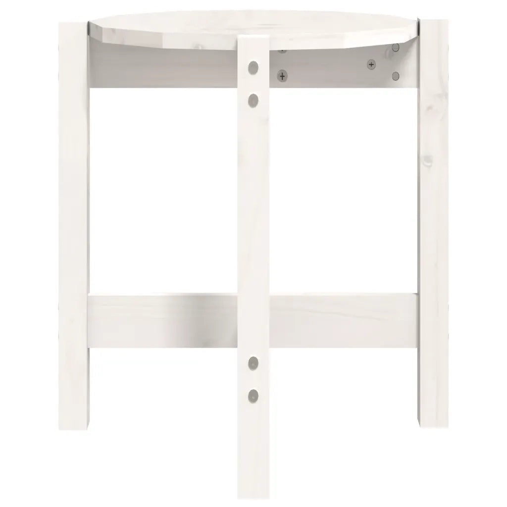 Tavolino da Salotto Bianco Ã˜ 42,5x45 cm Legno Massello di Pino cod mxl 19505