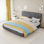 Letto matrimoniale rivestito in velluto grigio 160x200 cm