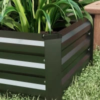 Set di 2 Letti per Orto Rialzato con Fondo Aperto in Acciaio Galvanizzato, 100x60x30cm, Grigio
