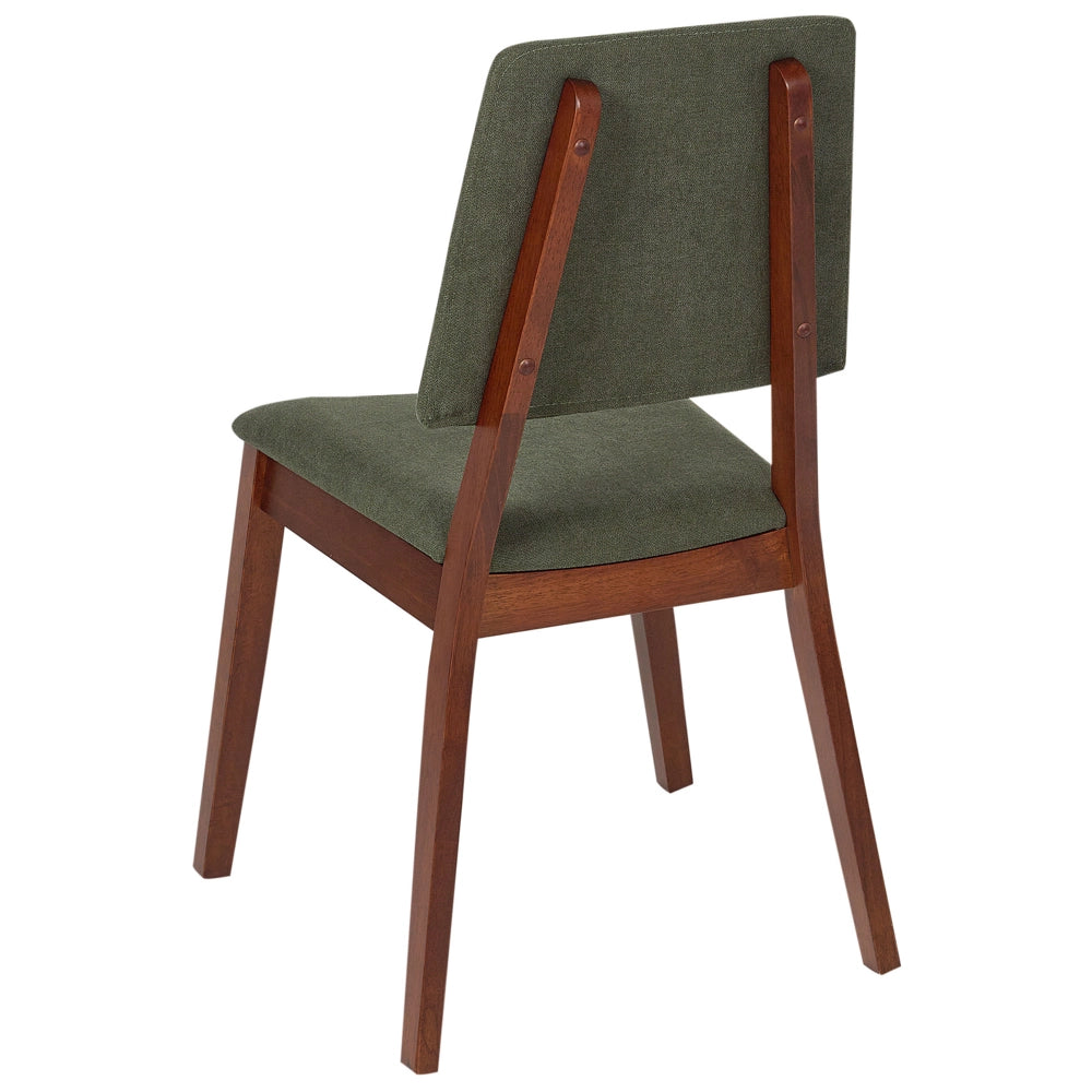Set di 2 sedie da pranzo imbottite con schienale e seduta imbottiti in legno scuro verde elegante e chic