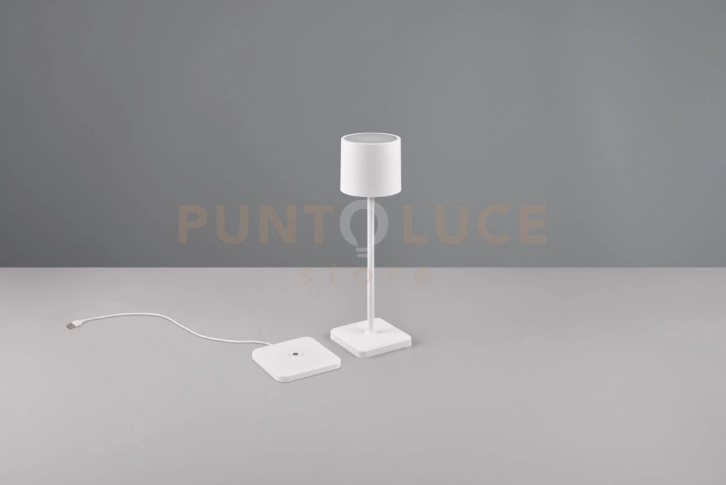 FERNANDEZ LAMPADA DA ESTERNO DA APPOGGIO RICARICABILE SU BASE A INDUZIONE BIANCA CON REGOLAZIONE INTENSITA', TEMPERATURA DI COLORE E RGB H.38CM IP54 LED 1,5 W 130 lm, 2.700 + 4.000 + 6.000 K