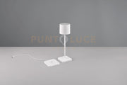 FERNANDEZ LAMPADA DA ESTERNO DA APPOGGIO RICARICABILE SU BASE A INDUZIONE BIANCA CON REGOLAZIONE INTENSITA', TEMPERATURA DI COLORE E RGB H.38CM IP54 LED 1,5 W 130 lm, 2.700 + 4.000 + 6.000 K