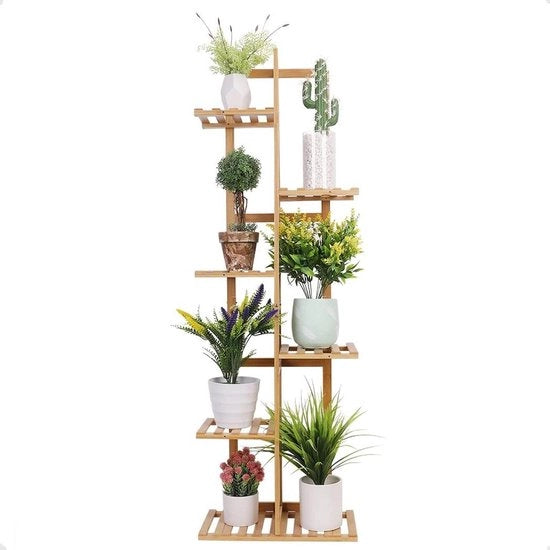 Pannelli di legno per piante con 7 pannelli - Supporto per fiori per interni ed esterni - Scale per piante per balcone e decorazione - 40 x 20 x 122 cm.