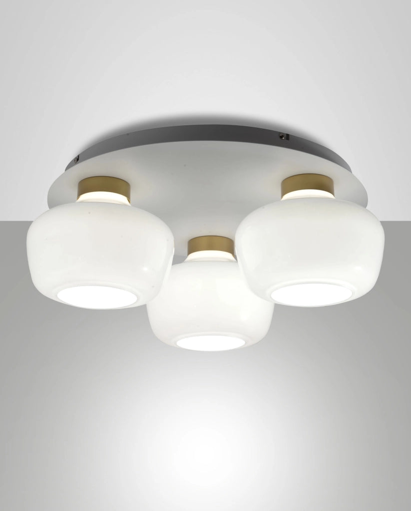 Plafoniera LED Kino Ø50cm 36W 3900lm 3000K Dimmerabile a step, Struttura in metallo e vetro borosilicato Bianco, Classe 1, IP20 - Kino