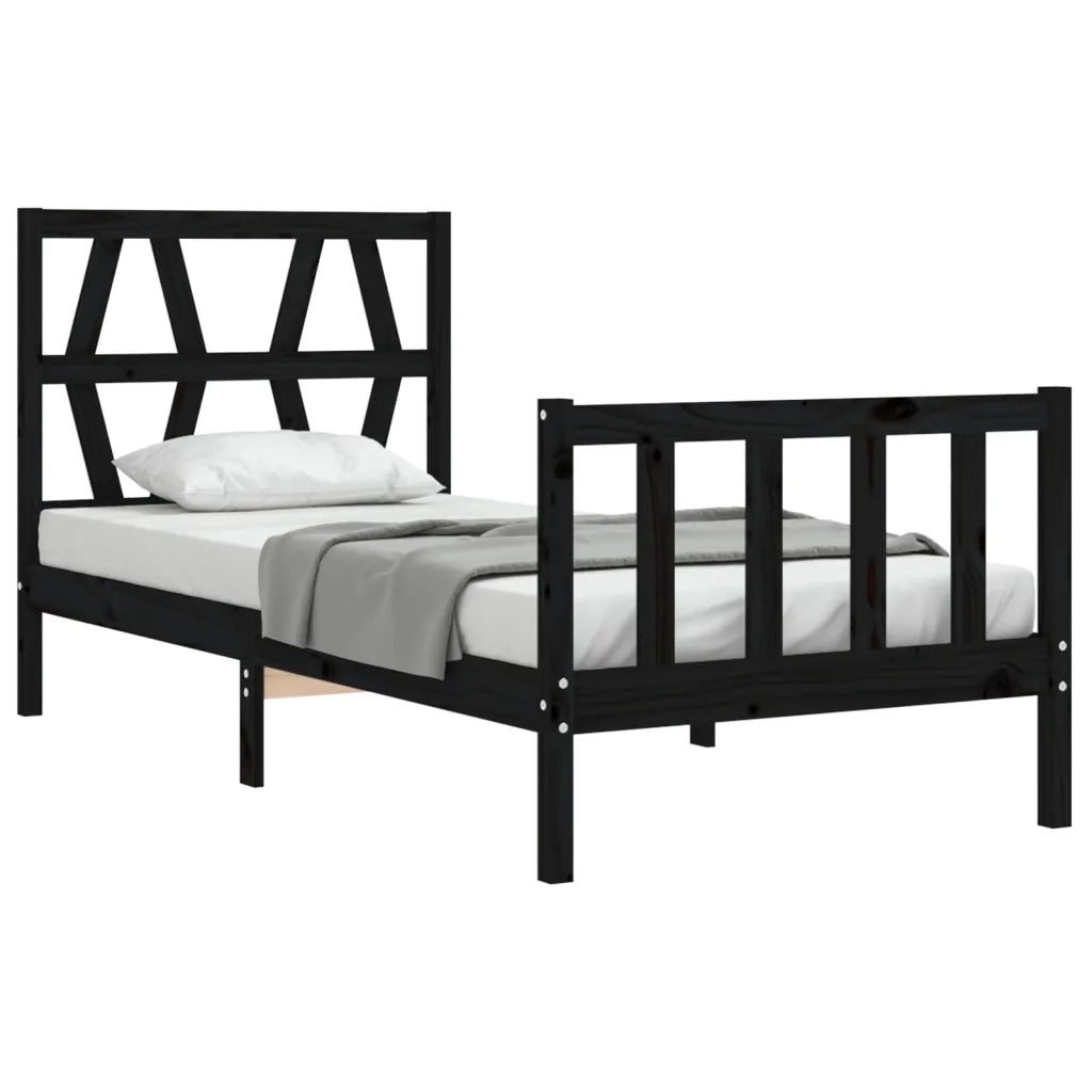 Giroletto con Testiera Nero Small Single in Legno Massello 3192455