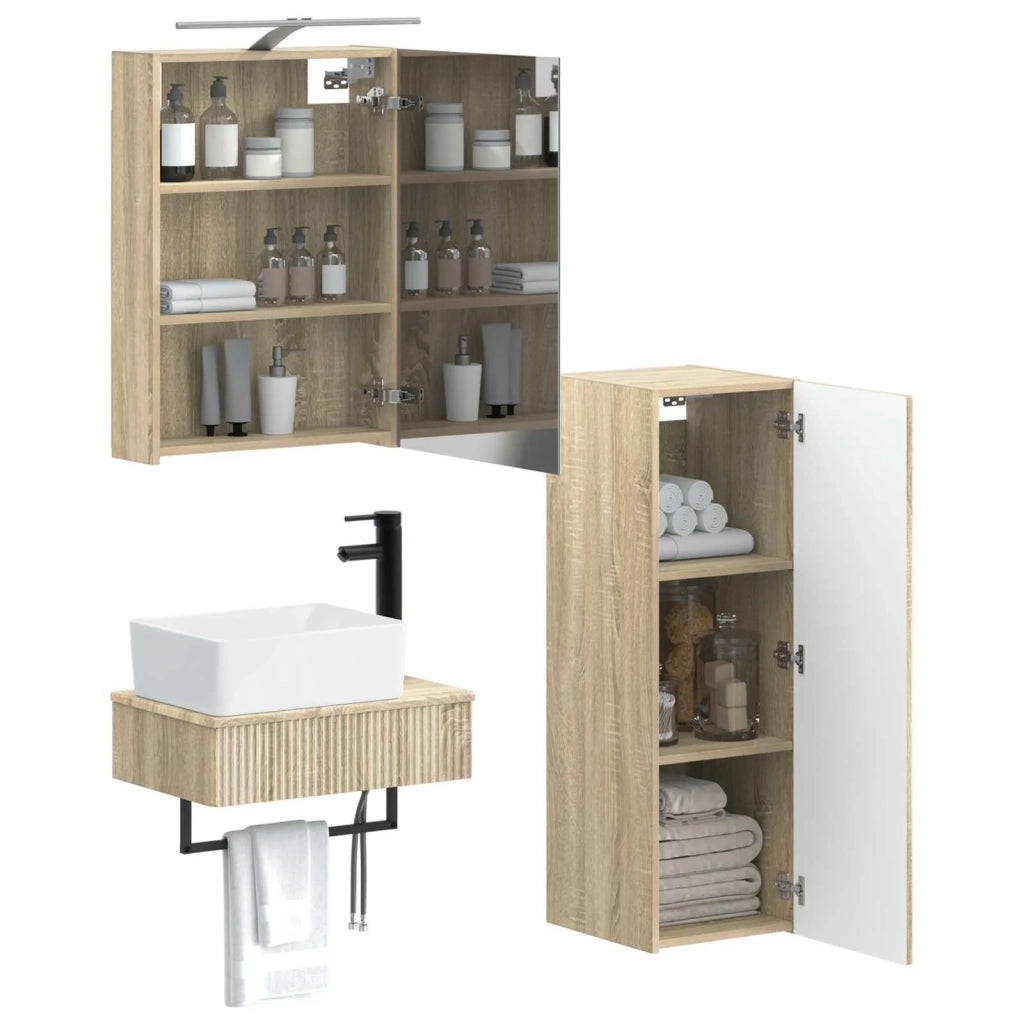 Set di Armadi da Bagno 4 pcs Rovere Sonoma 50 x 14,5 x 70 cm 3407385