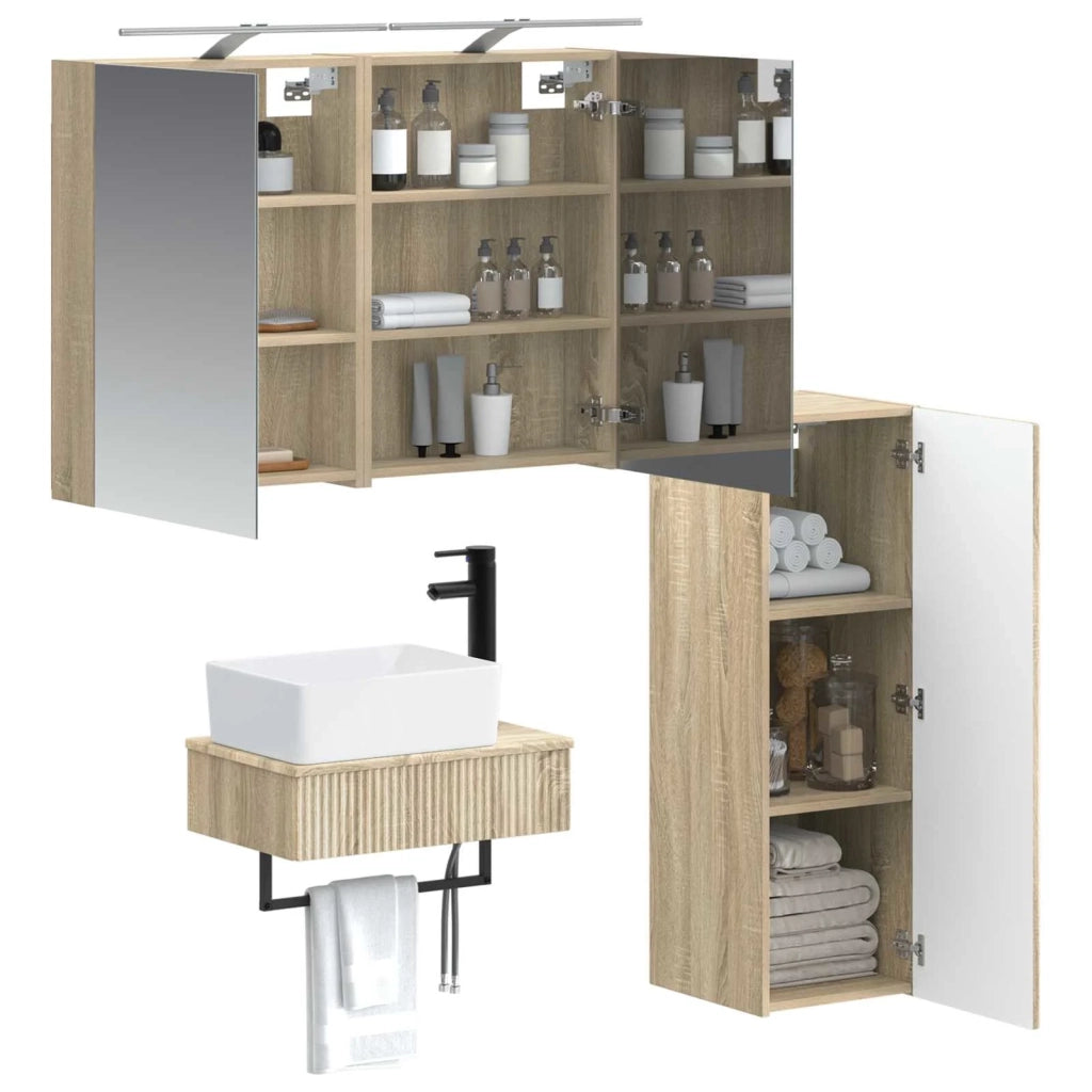 Set di Armadi da Bagno 4 pz Rovere Sonoma Legno ingegnerizzato 3407385