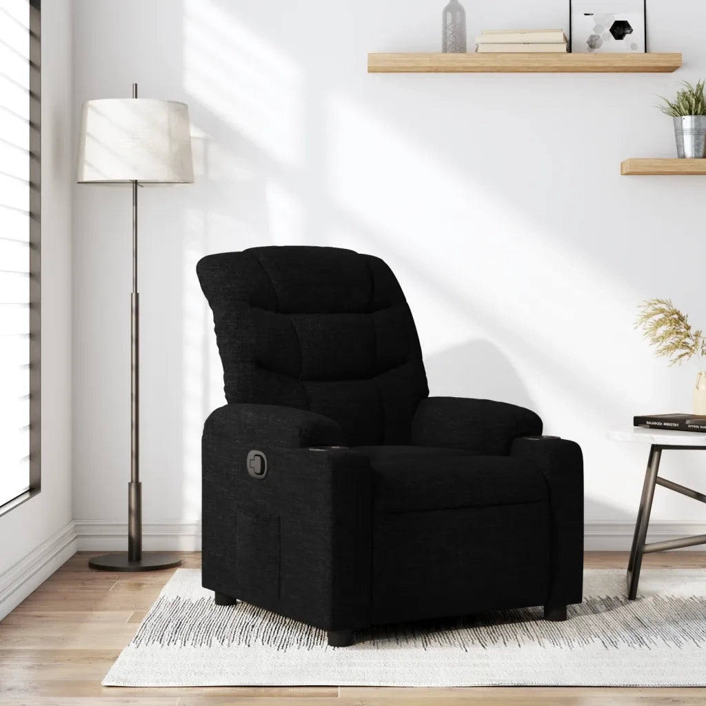 Poltrona | Sedia Relax Reclinabile in Tessuto Nero