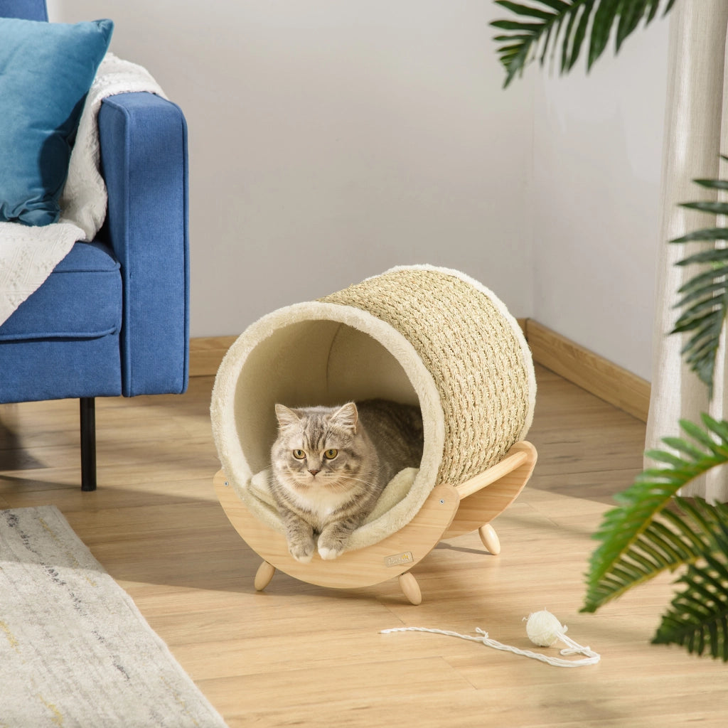 Casetta per gatti con area tiragraffi e cuscino ¨C zephmum ¨C 41x38x43 cm