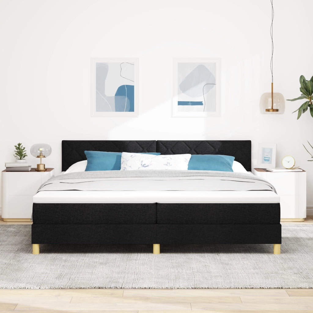 Letto con Reticolo e Materasso Nero 200x200 cm Tessuto
