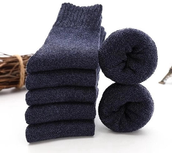 5 Pair di calze caldi per uomini, calze termiche in pile soffici - regalo di Natale per uomini, misure 37-45, Blu