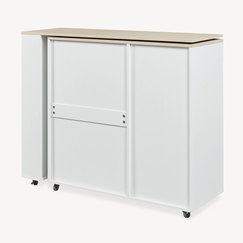 Credenza da Cucina Kudebola con Bancone Estraibile e Girevole 115 x 40 x 94 cm - Effetto Rovere / Bianco [en.casa]