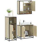 Set Mobili da Bagno 3 pz Rovere Sonoma in Legno Multistrato