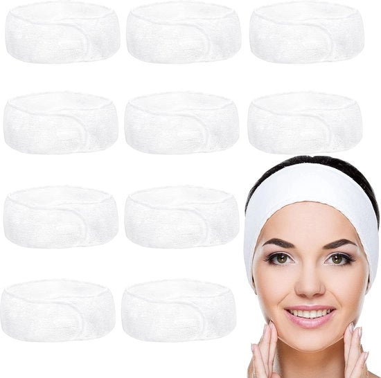 Bande per la Testa e la Faccia (10 Pacchi) – Fascia per la Faccia – Fascia per la Testa e la Doccia – Asciugamano per Capelli e Capo per Proteggere durante il Bagno, la Doccia e lo Sport