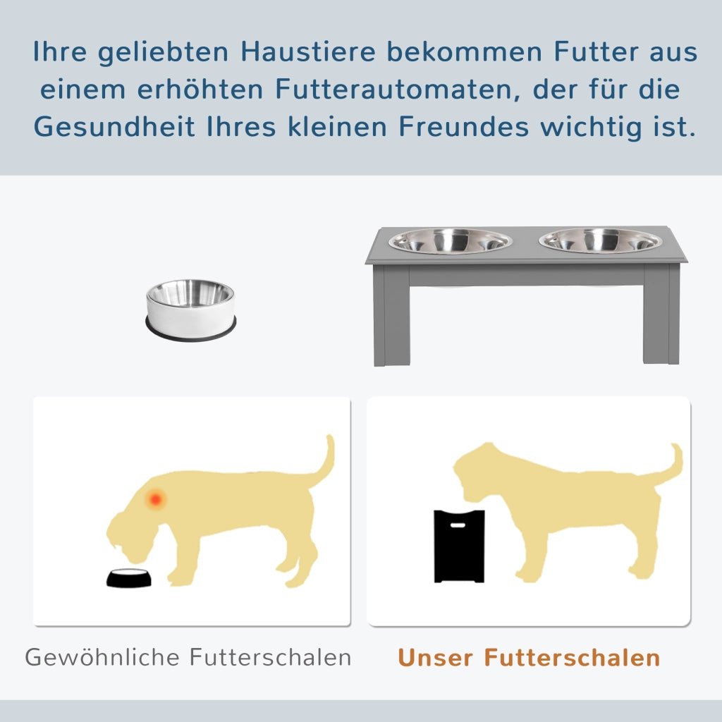 Ciotola per Cane Antiscivolo ¨C Zephmum ¨C Grigio 44x24x15cm 0.9L