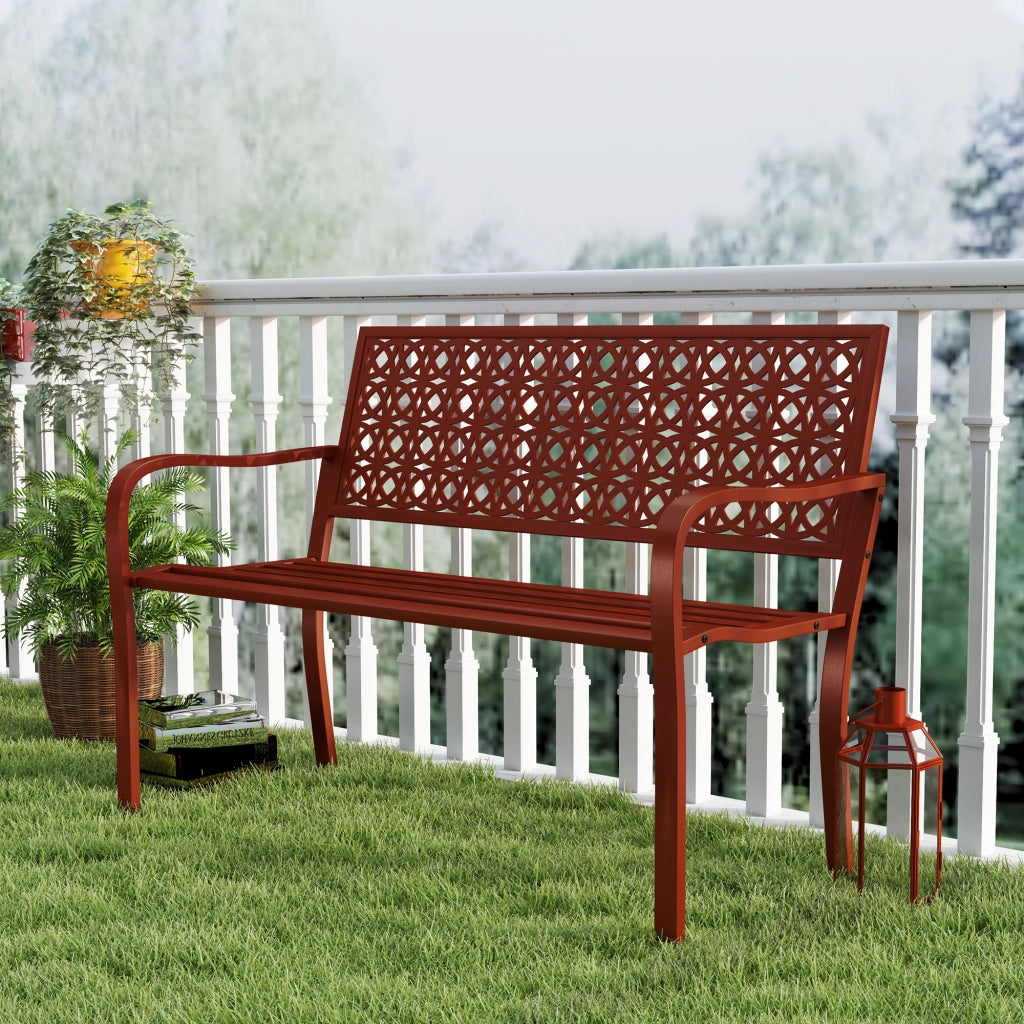 Panchina da giardino ¨C zephmum ¨C acciaio rosso per 2 persone