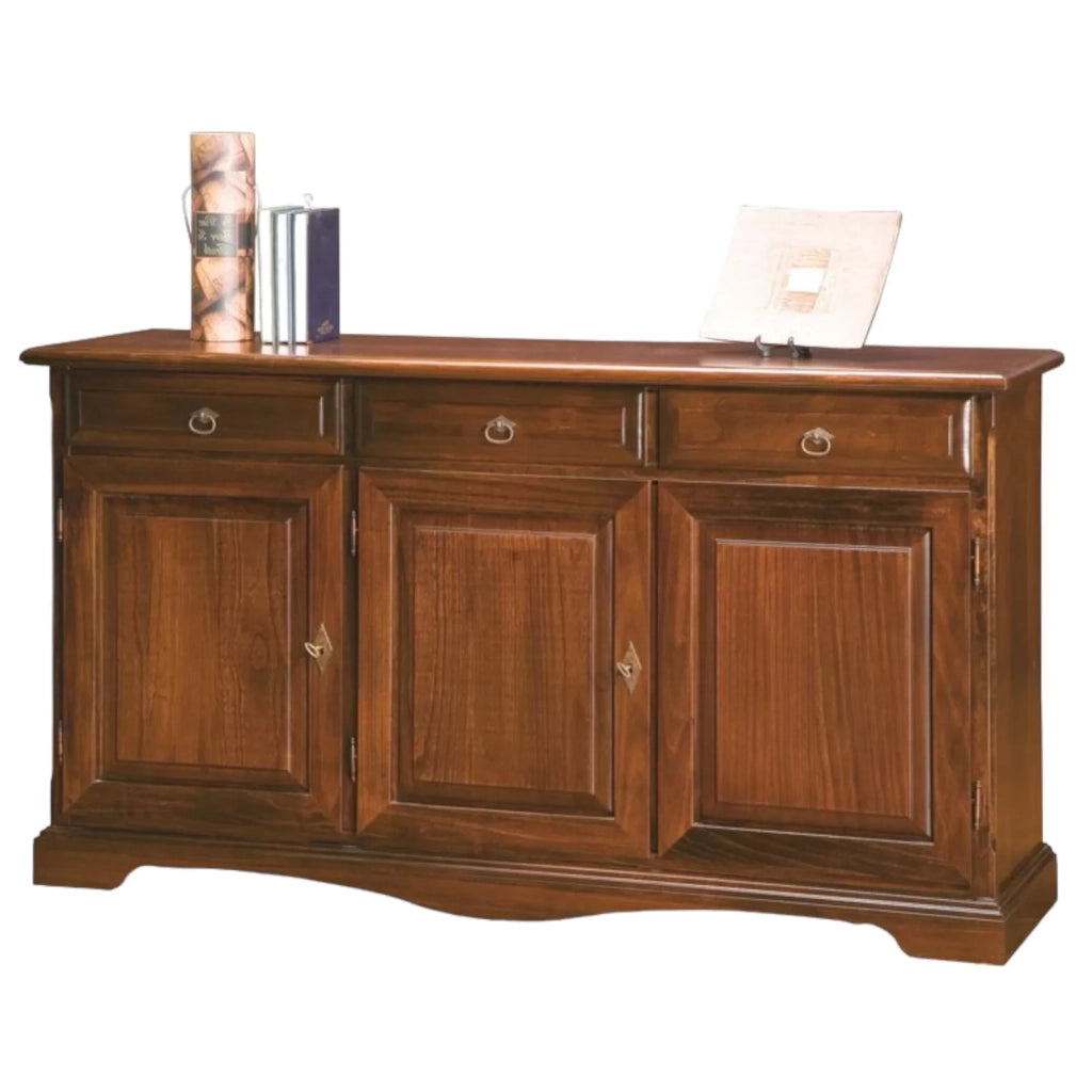 Madia credenza arte povera in legno tinta noce l.156 p.42 h.85 (615) - Mobili 2G