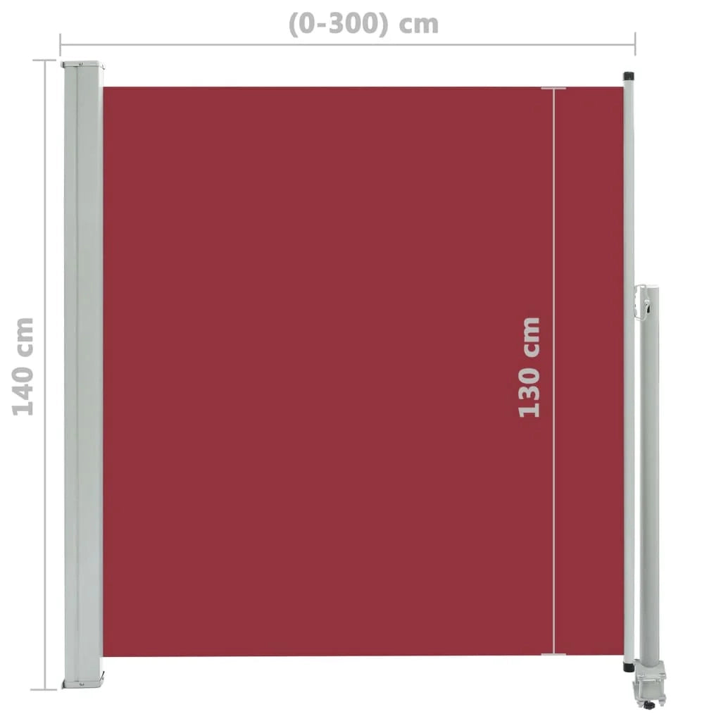Tenda da sole laterale retrattile/schermo privacy per patio giardino terrazza balcone 140 x 300 cm rosso 02_0007231