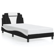 Letto singolo | Letto per adulti | Giroletto Viana senza Materasso Nero e Bianco 100x200 cm in Similpelle