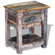Tavolino con 1 Cassetto Legno Massello di Recupero 43x33x51 cm 243456