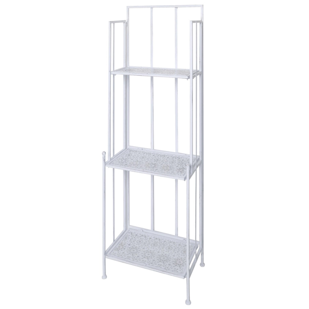 MA MAISON ENTRATINA 3 RIPIANI 38X24,5X120H CM DI COLORE BIANCO STRUTTURA IN ACCIAIO